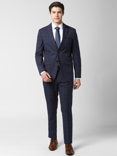 

Peter England Men Blue Checked Single-Breasted Slim Fit Suit