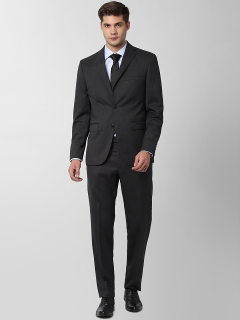 

Peter England Men Grey Solid Single-Breasted Slim-Fit Formal Suit