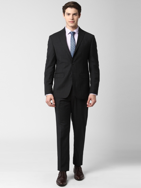 

Peter England Men Grey Self Design Single-Breasted Pure Wool Slim Fit Suit