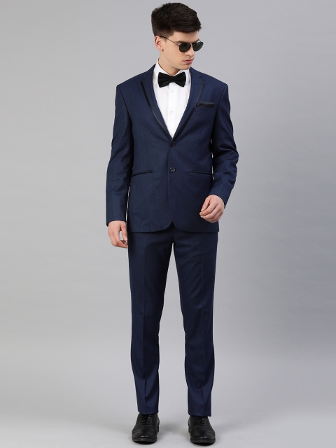 

Peter England Men Blue Self-Design Neo-Slim Fit Single-Breasted Formal Suit