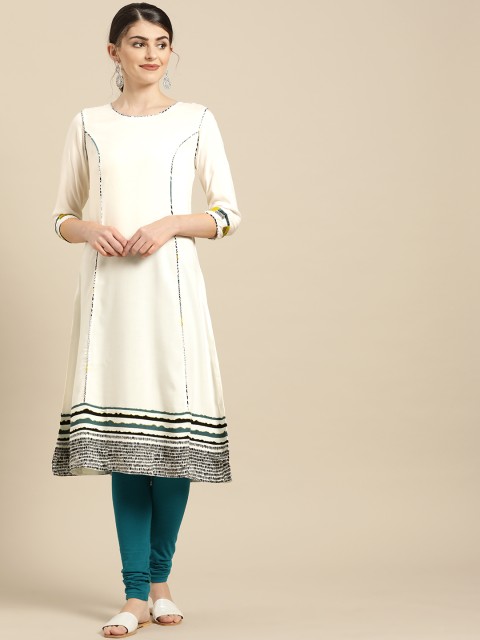 

IMARA Women White Solid A-Line Kurta