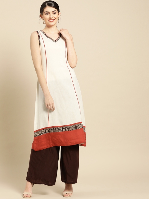 

IMARA Women Off-White Solid A-Line Kurta