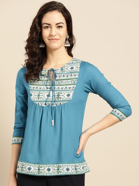 

IMARA Women Blue Printed Top