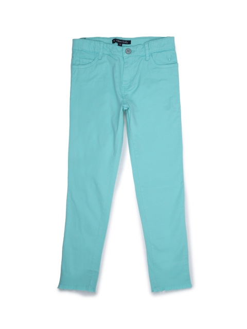 

Allen Solly Junior Girls Turquoise Blue Regular Fit Solid Regular Trousers