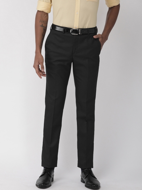 

Raymond Men Black Slim Fit Self Design Regular Trousers