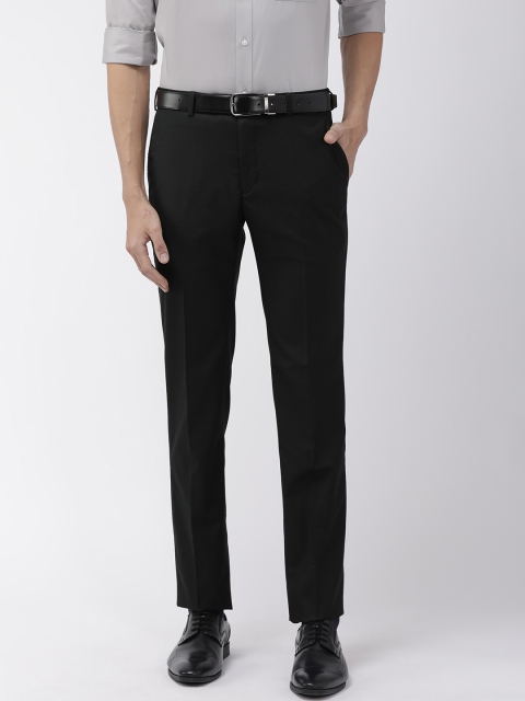 

Raymond Men Black Slim Fit Self Design Formal Trousers