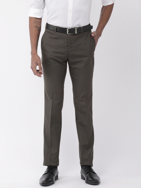 

Raymond Men Brown Slim Fit Checked Formal Trousers