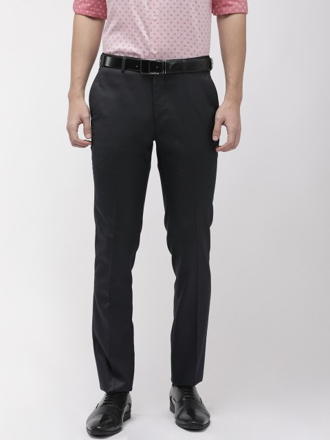 

Raymond Men Navy Blue Slim Fit Striped Formal Trousers