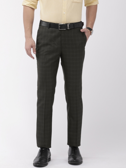 

Raymond Men Grey & Black Slim Fit Checked Formal Trousers