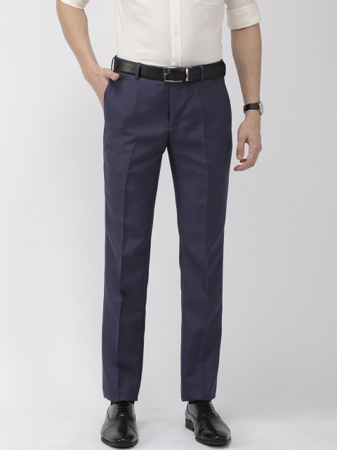 

Raymond Men Blue Slim Fit Self Design Formal Trousers