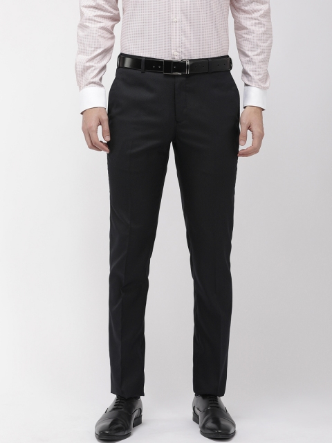 

Raymond Men Navy Blue Slim Fit Striped Formal Trousers