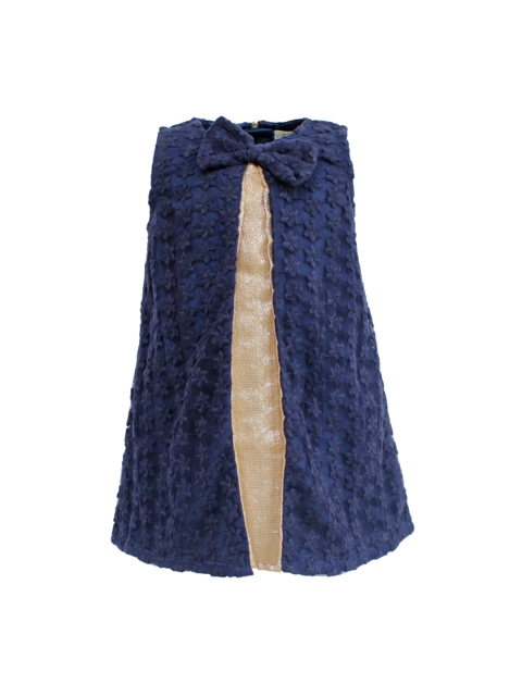 

A Little Fable Girls Navy Gold Insert Dress, Navy blue