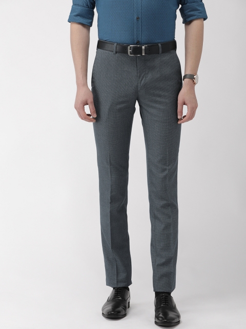 

Raymond Men Blue Slim Fit Self Design Formal Trousers