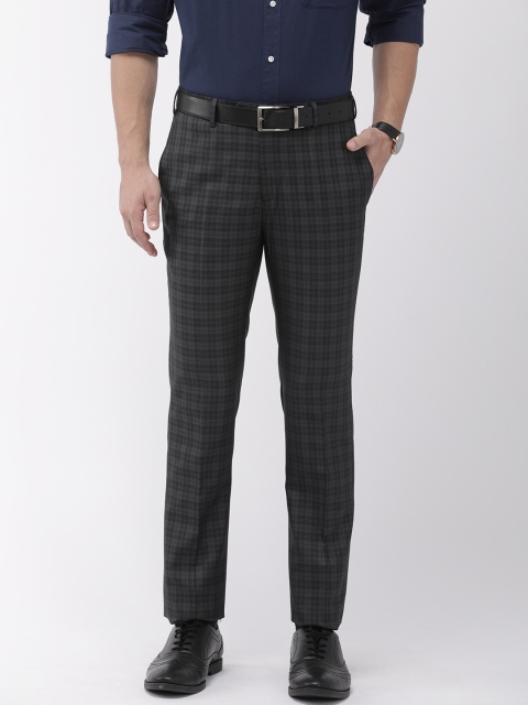 

Raymond Men Blue & Black Slim Fit Checked Formal Trousers