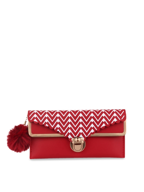 

LONDON FASHION hob Maroon & White Printed Clutch