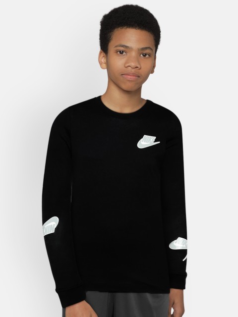 

Nike Boys Black Printed FUTURA STICKER Round Neck T-shirt