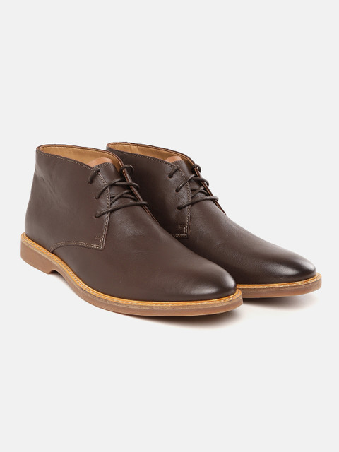 

Clarks Men Coffee Brown Solid Leather Mid-Top Derbys