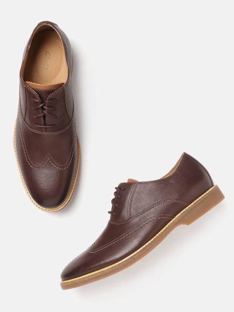 

Clarks Men Burgundy Leather Oxfords