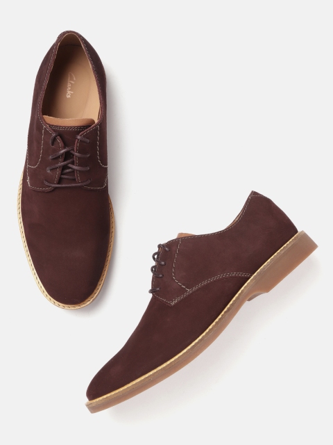 

Clarks Men Burgundy Nubuck Derbys