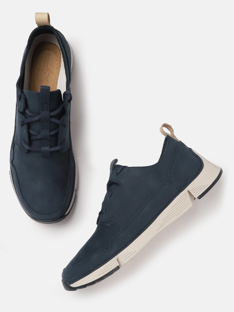 

Clarks Men Navy Blue Solid Nubuck Sneakers