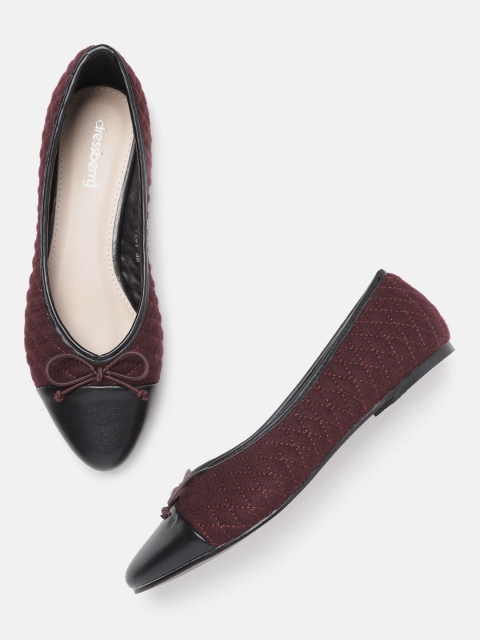 

DressBerry Women Burgundy & Black Quilted Ballerinas