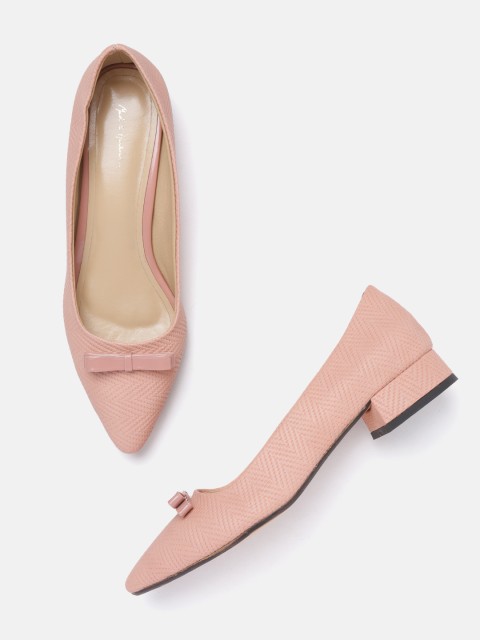 

Mast & Harbour Women Peach-Coloured Textured Pumps