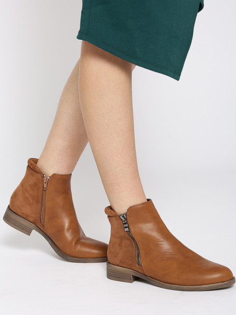

Lavie Women Brown Solid Mid-Top Flat Boots