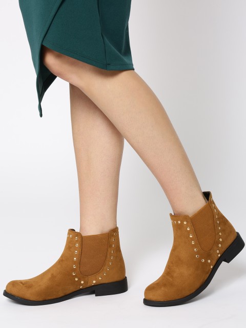 

Lavie Women Brown Solid Mid-Top Chelsea Flat Boots