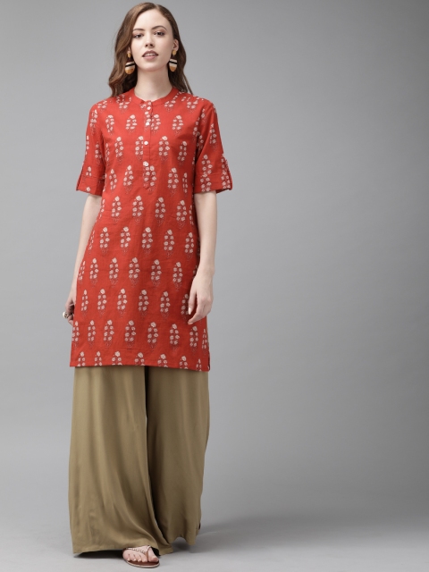 

Anouk Women Red Printed Straight Kurta