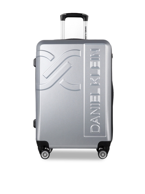 

Daniel Klein Unisex Silver-Toned Solid Large Trolley Suitcase