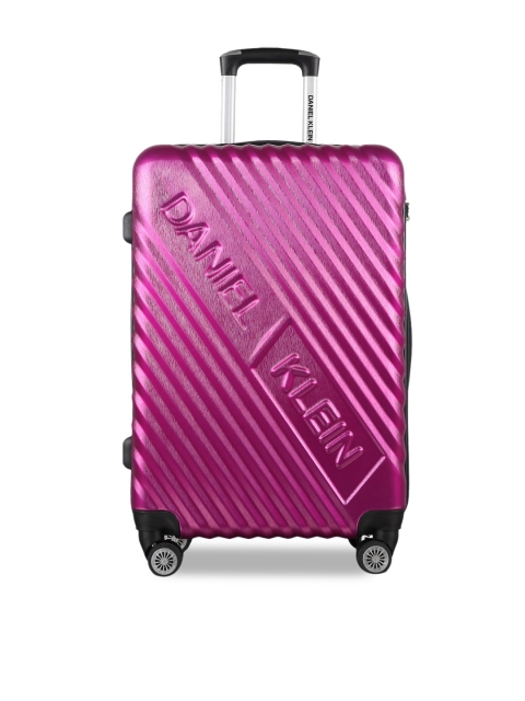 

Daniel Klein Unisex Pink Textured Large Trolley Suitcase