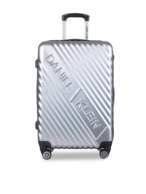 

Daniel Klein Unisex Silver-Toned Textured Cabin Trolley Suitcase