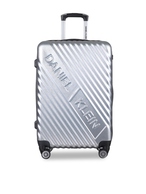 

Daniel Klein Unisex Silver-Toned Textured Large Trolley Suitcase