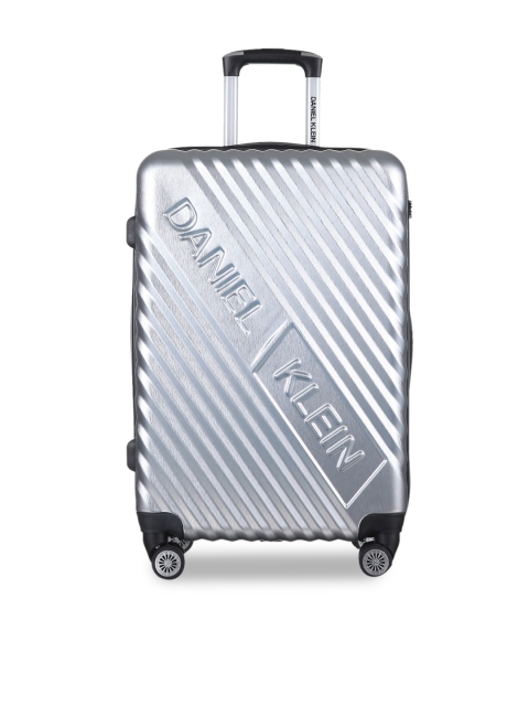 

Daniel Klein Unisex Silver-Toned Textured Medium Trolley Suitcase