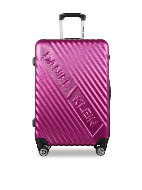 

Daniel Klein Unisex Pink Textured Medium Trolley Suitcase