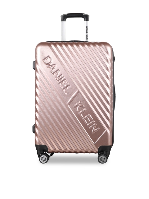 

Daniel Klein Unisex Gold-Toned Textured Large Trolley Suitcase
