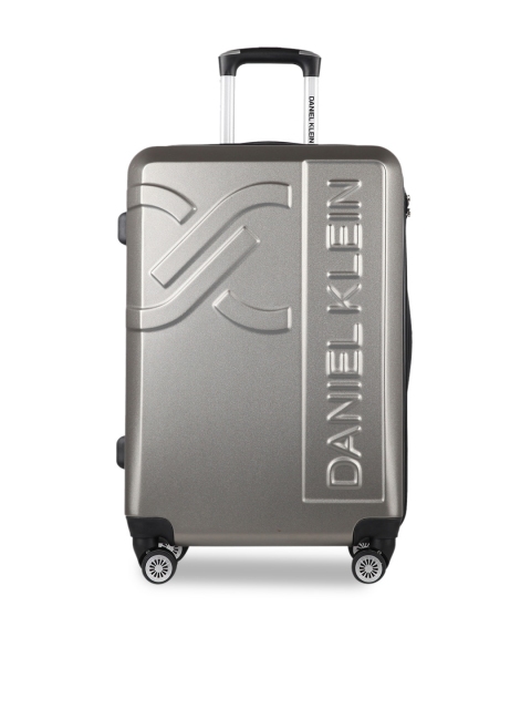 

Daniel Klein Unisex Silver-Toned Textured Large Trolley Suitcase