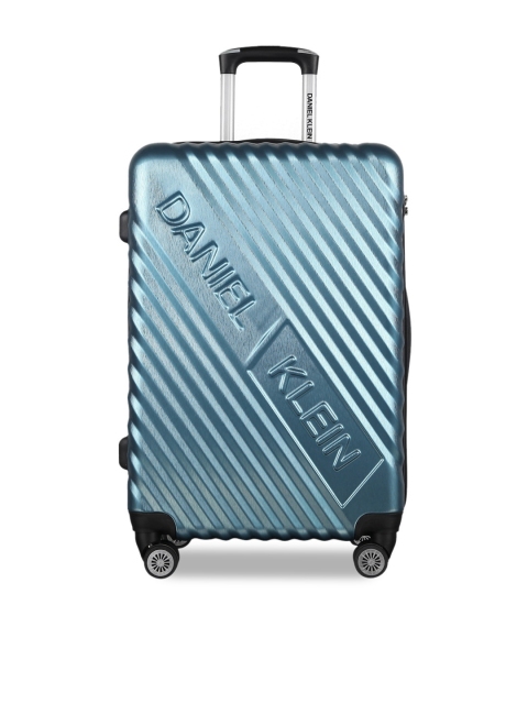 

Daniel Klein Unisex Blue Textured Large Trolley Suitcase
