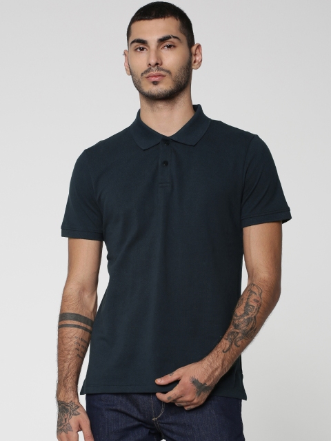 

Jack & Jones Men Navy Blue Slim Fit Solid Polo Collar T-shirt