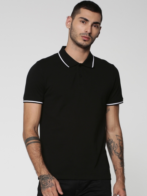 

Jack & Jones Men Black Solid Polo Collar T-shirt