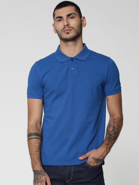 

Jack & Jones Men Blue Solid Polo Collar T-shirt