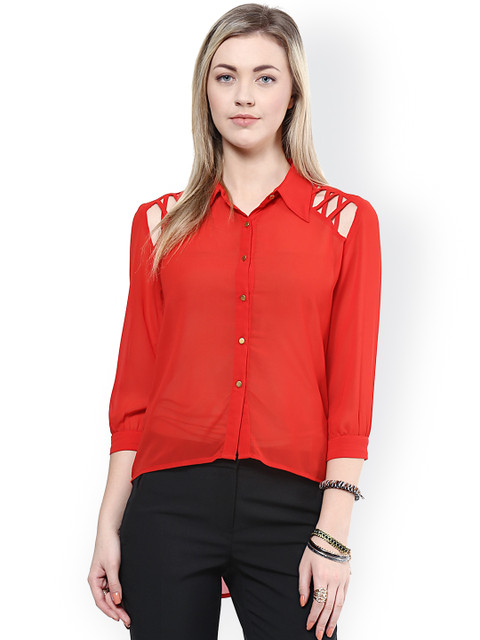 

Harpa Women Red Solid Shirt, Black