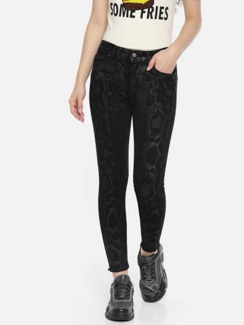 

ONLY Women Black Blush Mid waist skinny Fit Clean Look Stretchable Cropped Jeans