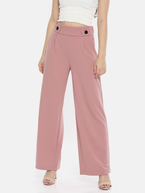 

ONLY Women Pink Flared Solid Regular Trousers