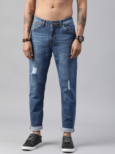 

Roadster Men Blue Slim Tapered Fit Mid-Rise Low Distress Stretchable Jeans