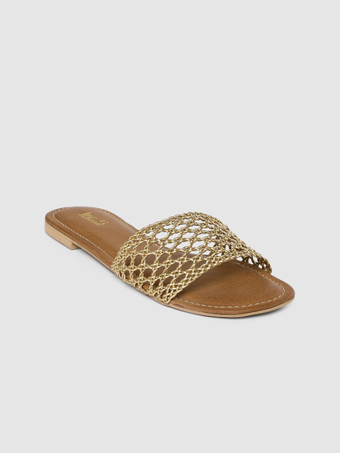 

Inc 5 Women Gold-Toned Open Toe Flats
