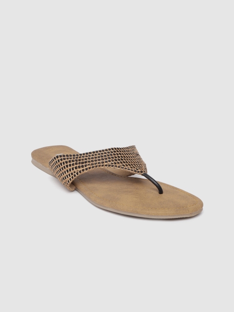 

Inc 5 Women Black & Gold-Toned Woven Design Open Toe Flats