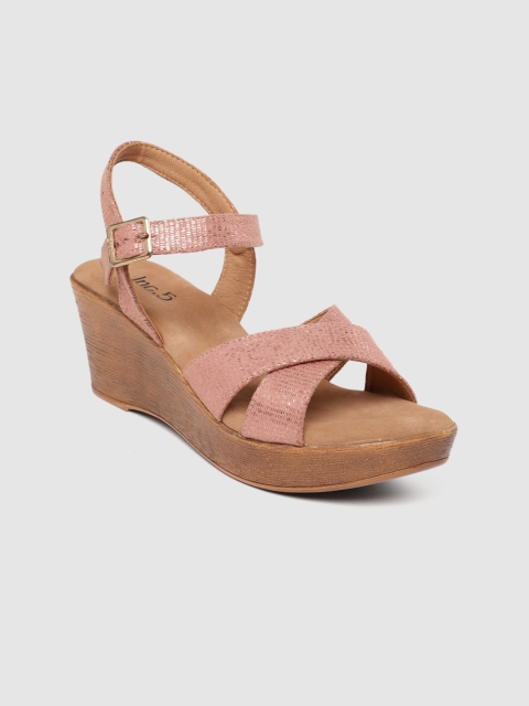 

Inc 5 Women Peach-Coloured Textured Wedges