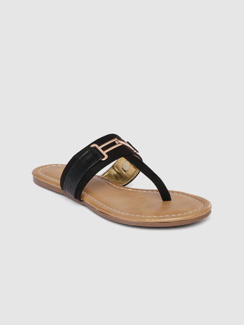 

Inc 5 Women Black Embellished T-Strap Flats