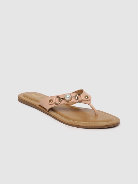 

Inc 5 Women Peach-Coloured Embellished T-Strap Flats